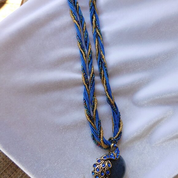 Ladies Blue Peacock Necklace - Picture 3 of 4